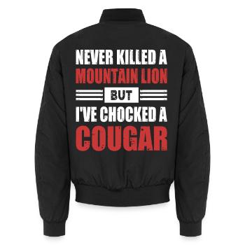 Never Killed A Mountain Lion But Chocked A Cougar - Unisex Bomberjacke - Schwarz - Hinten - AI Model Male 185 light (185cm)