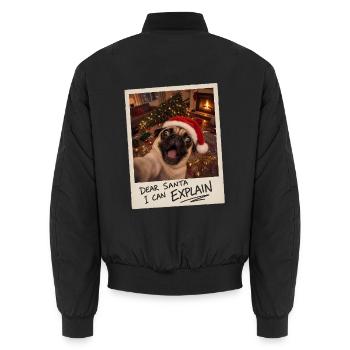 Dear Santa I Can Explain Mops Selfie - Unisex Bomberjacke - Schwarz - Hinten - AI Model Male 185 light (185cm)