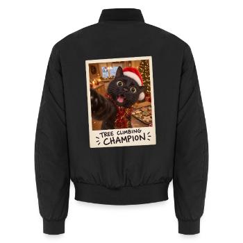 Tree Climbing Champion Schwarze Katze - Unisex Bomberjacke - Schwarz - Hinten - AI Model Male 185 light (185cm)