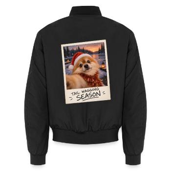 Tail Wagging Season Zwergspitz Selfie - Unisex Bomberjacke - Schwarz - Hinten - AI Model Male 185 light (185cm)