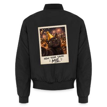 New Year Same Me Schwarze Katze Silvester - Unisex Bomberjacke - Schwarz - Hinten - AI Model Male 185 light (185cm)