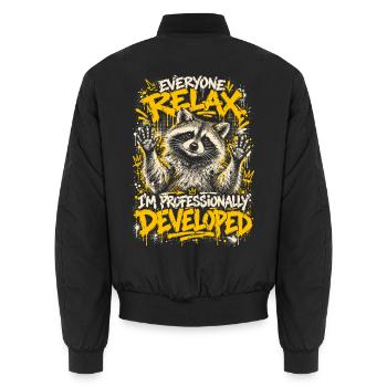 Raccoon Graffiti: Professionell entwickelt - Unisex Bomberjacke - Schwarz - Hinten - AI Model Male 185 light (185cm)