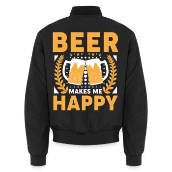 Bierfreude: Zwei Gläser stoßen - Unisex Bomberjacke - Schwarz - Hinten - AI Model Male 185 light (185cm)