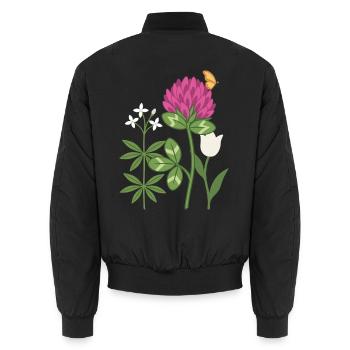 Tulpe Blumen Waldmeister Rotklee floral Zeichnung - Unisex Bomberjacke - Schwarz - Hinten - AI Model Male 185 light (185cm)