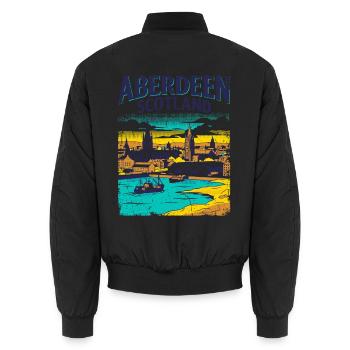 Retro Aberdeen Scotland City Skyline Novelty - Unisex Bomberjacke - Schwarz - Hinten - AI Model Male 185 light (185cm)