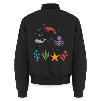 Garnele Unterwasser Kinder Wal - Unisex Bomberjacke - Schwarz - Hinten - AI Model Male 185 light (185cm)