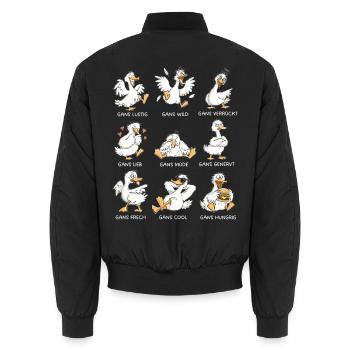 Gans Lustig Wild Verrückt Gänse Wortspiel - Unisex Bomberjacke - Schwarz - Hinten - AI Model Male 185 light (185cm)