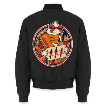 Thanksgiving Kürbiskuchen Zu Süß Zum Anschneiden - Unisex Bomberjacke - Schwarz - Hinten - AI Model Male 185 light (185cm)