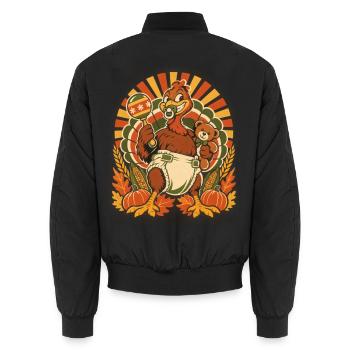 Thanksgiving-Truthahn als freches Baby - Unisex Bomberjacke - Schwarz - Hinten - AI Model Male 185 light (185cm)
