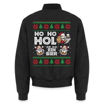 Ho Ho Hol mir mal ein Bier – Weihnachtsmann Bier - Unisex Bomberjacke - Schwarz - Hinten - AI Model Male 185 light (185cm)