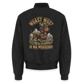Dackel Woast Wos Is Ma Wuaschd Bayerischer Hunde - Unisex Bomberjacke - Schwarz - Hinten - AI Model Male 185 light (185cm)