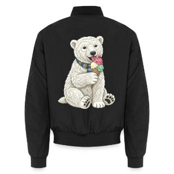 Eisbär mit buntem Eiscreme-Spaß - Unisex Bomberjacke - Schwarz - Hinten - AI Model Male 185 light (185cm)
