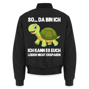 So da bin ich lustige Schildkröte Spruch - Unisex Bomberjacke - Schwarz - Hinten - AI Model Male 185 light (185cm)