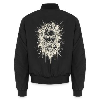 Zeus Blitz Creme Tinte Griechischer Gott - Unisex Bomberjacke - Schwarz - Hinten - AI Model Male 185 light (185cm)