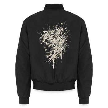 Medusa Cream Tintenspritzer Griechische Mythologie Kunst - Unisex Bomberjacke - Schwarz - Hinten - AI Model Male 185 light (185cm)