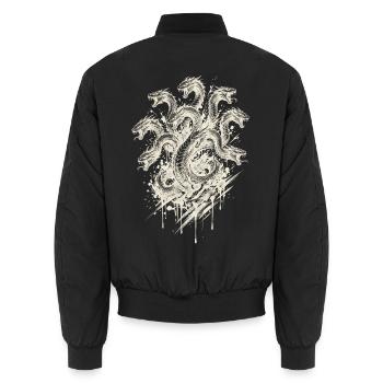 Hydra-Schlangenköpfe Creme-Tinte Mythologie Kunst - Unisex Bomberjacke - Schwarz - Hinten - AI Model Male 185 light (185cm)