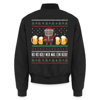 Ho Ho Hol! Weihnachtsmann mit vier Bierkrügen - Unisex Bomberjacke - Schwarz - Hinten - AI Model Male 185 light (185cm)
