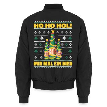Ho Ho Hol – Weihnachtsbaum aus Bierflaschen - Unisex Bomberjacke - Schwarz - Hinten - AI Model Male 185 light (185cm)