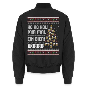 Bier Weihnachtsbaum – Ho Ho Hol mir mal ein Bier - Unisex Bomberjacke - Schwarz - Hinten - AI Model Male 185 light (185cm)