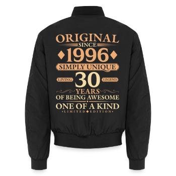 Original 1996 Living Legend 30th Birthday Gift - Unisex Bomberjacke - Schwarz - Hinten - AI Model Male 185 light (185cm)