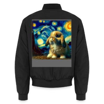 Zwergwidder Kaninchen Starry Night - Unisex Bomberjacke - Schwarz - Hinten - AI Model Male 185 light (185cm)