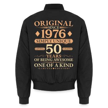 Original 1976 Living Legend 50th Birthday Gift - Unisex Bomberjacke - Schwarz - Hinten - AI Model Male 185 light (185cm)