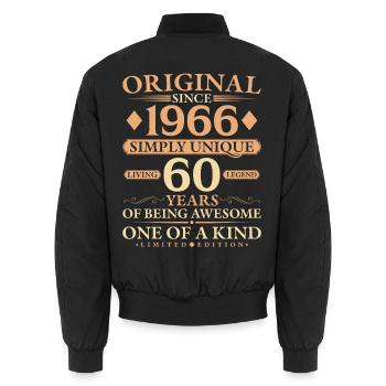 Original 1966 Living Legend 60th Birthday Gift - Unisex Bomberjacke - Schwarz - Hinten - AI Model Male 185 light (185cm)
