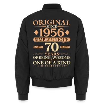 Original 1956 Living Legend 70th Birthday Gift - Unisex Bomberjacke - Schwarz - Hinten - AI Model Male 185 light (185cm)