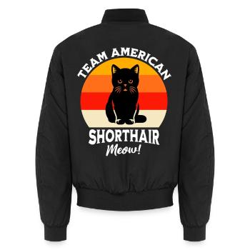 Team Amerikanische Kurzhaarkatze - Unisex Bomberjacke - Schwarz - Hinten - AI Model Male 185 light (185cm)