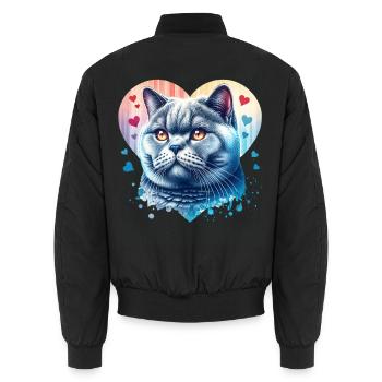 Britisch Kurzhaar Katze - Unisex Bomberjacke - Schwarz - Hinten - AI Model Male 185 light (185cm)