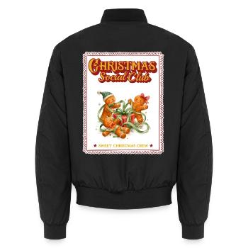 Christmas Social Club Lebkuchen Geschenke Retro - Unisex Bomberjacke - Schwarz - Hinten - AI Model Male 185 light (185cm)