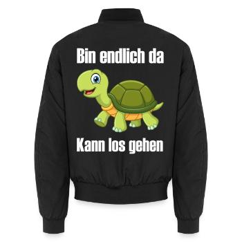 Bin endlich da kann los gehen lustige Schildkröte - Unisex Bomberjacke - Schwarz - Hinten - AI Model Male 185 light (185cm)