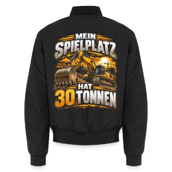 Baustellen Gigant 30 Tonnen Bagger - Unisex Bomberjacke - Schwarz - Hinten - AI Model Male 185 light (185cm)