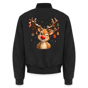 Vintage Christmas Reindeer, Cute Retro Reindeer - Unisex Bomberjacke - Schwarz - Hinten - AI Model Male 185 light (185cm)