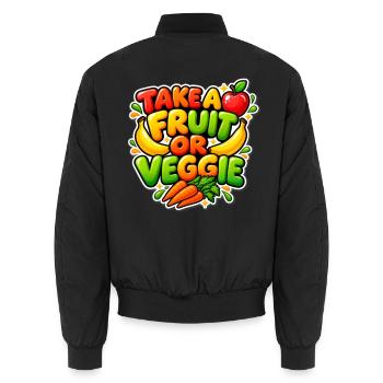 Take A Fruit Or Veggie Colorful Healthy Eating  - Unisex Bomberjacke - Schwarz - Hinten - AI Model Male 185 light (185cm)