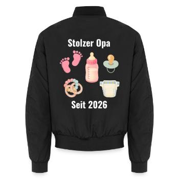 Stolzer Opa Seit 2026 - Unisex Bomberjacke - Schwarz - Hinten - AI Model Male 185 light (185cm)