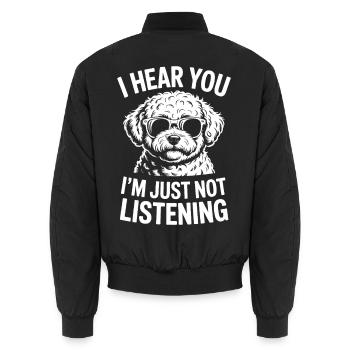 Bichon Frise Spruch Lustige Bichon Frise Geschenk  - Unisex Bomberjacke - Schwarz - Hinten - AI Model Male 185 light (185cm)
