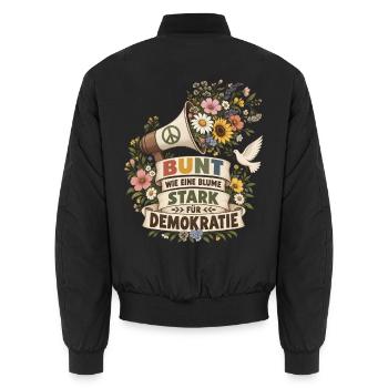 Bunt wie eine Blume für Demokratie - Unisex Bomberjacke - Schwarz - Hinten - AI Model Male 185 light (185cm)