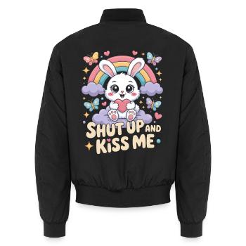 Shut Up And Kiss Me Küss Mich Einfach Valentinstag - Unisex Bomberjacke - Schwarz - Hinten - AI Model Male 185 light (185cm)