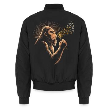 Bigfoot bläst Löwenzahn Vintage - Unisex Bomberjacke - Schwarz - Hinten - AI Model Male 185 light (185cm)