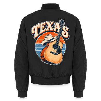 Texas Retro Gitarre & Cowboy Hut - Unisex Bomberjacke - Schwarz - Hinten - AI Model Male 185 light (185cm)