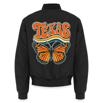 Texas Butterfly Retro Motif - Unisex Bomberjacke - Schwarz - Hinten - AI Model Male 185 light (185cm)