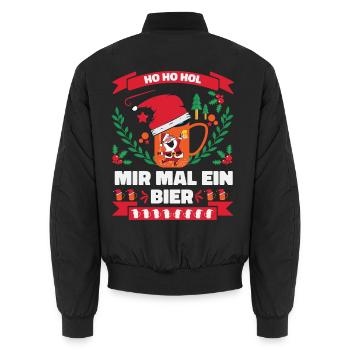 Ho Ho Hol – Weihnachtsmann im Bierkrug - Unisex Bomberjacke - Schwarz - Hinten - AI Model Male 185 light (185cm)