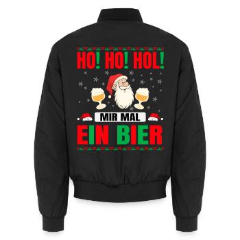 Ho! Ho! Hol! Weihnachtsmann mit zwei Biergläsern - Unisex Bomberjacke - Schwarz - Hinten - AI Model Male 185 light (185cm)