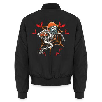 Halloween Skeleton Pumpkin Spooky American Footbal - Unisex Bomberjacke - Schwarz - Hinten - AI Model Male 185 light (185cm)