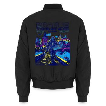 Programmer Prague Cyberpunk Night Walkers Bohemia - Unisex Bomberjacke - Schwarz - Hinten - AI Model Male 185 light (185cm)