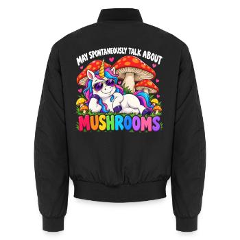 Cute Unicorn Mushroom Lovers - Unisex Bomberjacke - Schwarz - Hinten - AI Model Male 185 light (185cm)