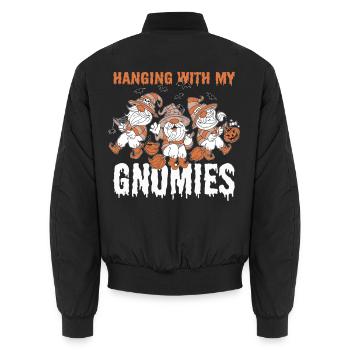 Hanging With My Gnomies - Unisex Bomberjacke - Schwarz - Hinten - AI Model Male 185 light (185cm)