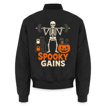 halloween_-_spooky_gains - Unisex Bomberjacke - Schwarz - Hinten - AI Model Male 185 light (185cm)