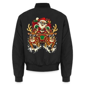 Santa mit stylischen Rentiere-Sonnenbrillen - Unisex Bomberjacke - Schwarz - Hinten - AI Model Male 185 light (185cm)